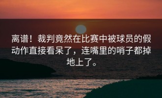 离谱！裁判竟然在比赛中被球员的假动作直接看呆了，连嘴里的哨子都掉地上了。